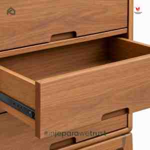Modern Mid Century Solid Teak Wood 5 <b>Drawer</b> <b>Chest</b> <b>of</b> <b>Drawers</b> Walnut Finish Wooden Bedroom Storage Cabinet - Product Image 5