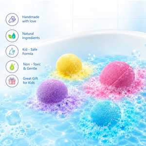 6 bombes de bain parfumées bio pour enfants avec des jouets surprise à l'intérieur, formes d'animaux mignons, huiles essentielles naturelles, bulles, soin du corps - Product Image 5