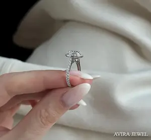 Anillo de Compromiso de Diamante Cultivado en Laboratorio al por Mayor, 1 Quilate, EF VVS, Oro Sólido de 10K/14K/18K, Sin Níquel, Sin Plomo, Clásico, para Mujer - Product Image 4