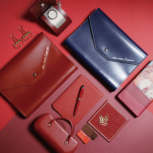 Fashionable Leather Tri-Fold Business Log Clutch with Loose-<b>Leaf</b> Binding Gift/ Leather Organizer Planner Softcover Notebook - Product Image 1