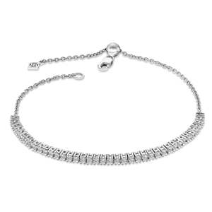 Pulsera de tenis para mujer de plata brillante de 10 gramos con 14 diamantes cultivados en laboratorio (color DEF, claridad VVS/VS), corte brillante, 4 quilates en total - Product Image 1