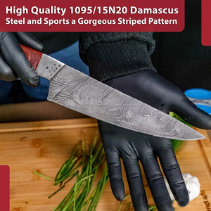 Couteau de Chef de Cuisine en Acier Damas Fait Main, Manche Ergonomique en Résine Ambidextre, Finition Brossée, Qualité Supérieure, OEM - Product Image 6