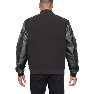 Varsity <b>Jacket</b> for <b>Men</b> Stand Collar Embroidery Autumn Black Letterman Baseball Style Couples - Product Image 2