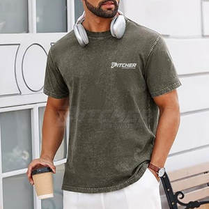 T-shirt pour homme de qualité supérieure, effet délavé, design tendance, coupe décontractée, tenue moderne et décontractée, confort optimal - Product Image 4