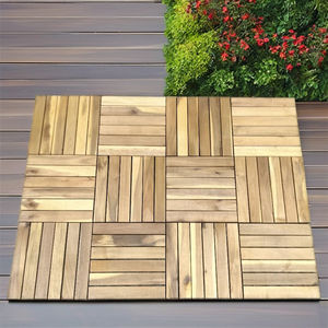 Dalles de terrasse en bois d'acacia DIY 300*300mm carrées, brossées, lisses, à clipser, écologiques, résistantes à l'humidité, traditionnelles, à double verrouillage, pour extérieur - Product Image 2
