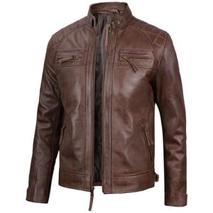 Chaqueta de Cuero Genuino para Hombre, a la Moda, de Corte Regular, Estilo Vintage, Resistente al Agua y al Aire, con Accesorios de Regalo, Talla Personalizada - Product Image 2