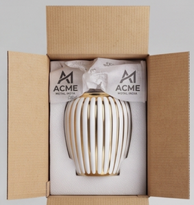 Premium Metal White <b>Vase</b> With <b>Gold</b> Stripes Modern Handmade Tabletop Accessories For Home Decoration - Product Image 5