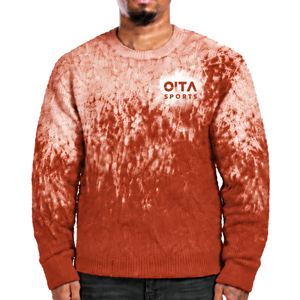 Copper Brown and White Gradient <b>Men</b> <b>Sweater</b> <b>Crew</b> <b>Neck</b> Long Sleeve Knitted Pullover Customized Casual Streetwear Winter Fashion - Product Image 1