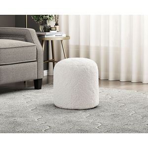 Pouf Moderno Bianco in Tessuto Effetto Pelliccia, Poggiapiedi Antiscivolo, 1 Pezzo, Sedia a Sacco, Pouf da Pavimento Antiscivolo - Product Image 3