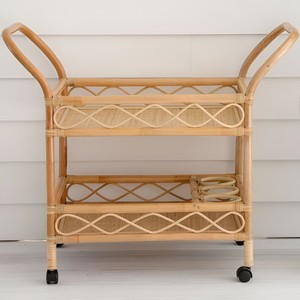 OEM support rattan drink carts hotel room service cart beautiful storage trolley multi use trolleys - Product Image 2