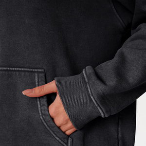 Unisex Black Hooded Sweatshirt Oversized Fit Cotton Fleece Casual Pocket Design Autumn Wear - Product Image 6