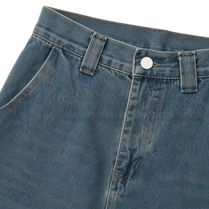 Custom <b>Men's</b> Washed Blue Straight <b>Leg</b> Jeans Wholesale Casual Denim Pants Streetwear Fashion <b>Trousers</b> - Product Image 6