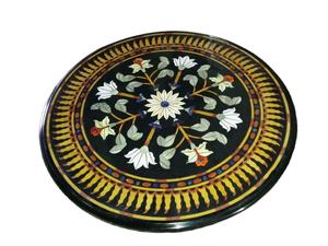 Plateau de table en marbre avec incrustation de pierres précieuses Pietra Dura - Product Image 3