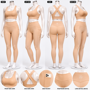 Conjunto de yoga para mujer con espalda cruzada, leggings acampanados de cintura alta y sujetador deportivo para fitness, gimnasio y entrenamiento. - Product Image 3