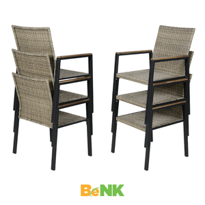 Juego de comedor de ratán PE más vendido, muebles de mimbre de alta calidad para patio exterior, almacén, uso escolar - Product Image 3