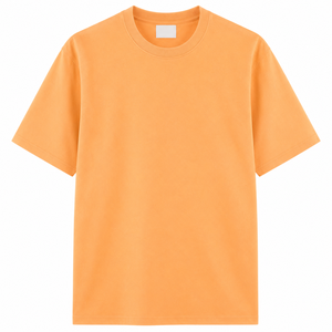 Camiseta de Hombre 2026 Naranja de Manga Corta con Cuello Redondo, Algodón, Corte Regular, Casual, Color Sólido, Tejido Jersey, Teñido Liso - Product Image 6