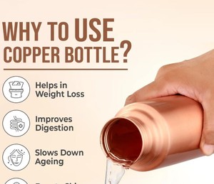 Minimal design copper water bottle modern hydration accessory for professional office <b>desk</b> lifestyle users - Product Image 2