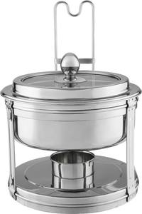 Luxury Round Stainless Steel Chafing Dish Mirror Finish Soup Warmer with Detachable Lid Holder Stand Buffet <b>Food</b> <b>Server</b> Single - Product Image 5