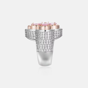 Anillo de compromiso de moissanita con corte de pera en forma de flor, chapado en plata 925, engaste de púas, diseño de racimo, de lujo, unisex, llamativo - Product Image 3