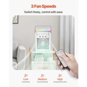 Enfriador de Aire Evaporativo Portátil 4 en 1, Mini Aire Acondicionado de 3 Velocidades con Control Remoto y 3 Niveles de Nebulización para el Hogar o la Oficina - Product Image 5