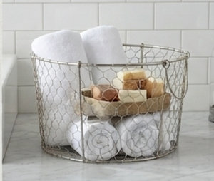 Panier de rangement en fil métallique fait main, forme ronde avec poignées, style rustique, conteneur multi-usages pour l'organisation - Product Image 3