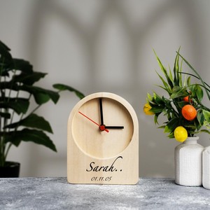 Horloge de bureau minimaliste en bois, mouvement à quartz circulaire, affichage à aiguilles, silencieuse, sans tic-tac - Product Image 5