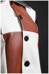 Hot Sale Customise British Style Cropped Button Plaid PU Baseball <b>Jackets</b> <b>Blazer</b> <b>Leather</b> <b>Jacket</b> For Women - Product Image 6