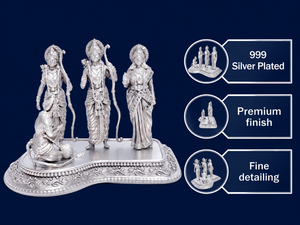 Jaipur Metals - Ídolo Ram Darbar Chapado en Plata 999 |   Estatua de Dios Hindú Hecha a Mano en Latón 100% |   Regalo de decoración para el hogar Pooja - Product Image 2