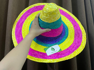 Sombrero de Paja Estilo Mexicano con Adornos Multicolores, Venta al por Mayor, para Festivales, Celebraciones, Playa, Protección Solar - Product Image 4