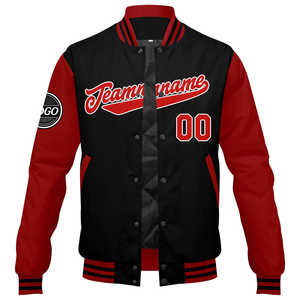 Blouson universitaire personnalisé avec nom et numéro d'équipe, en toile, col montant, coupe-vent, écologique, réversible, gaufré - Product Image 4