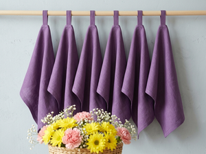 Purple 100% Cotton Disposable Kitchen <b>Towel</b> <b>Waffle</b> Quick Dry Absorbent Eco-Friendly Dish Cloth Embroidered Corner for Home - Product Image 4