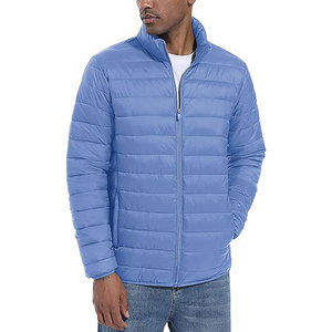 Mens <b>Packable</b> Insulated Puffer <b>Jacket</b> Lightweight Windproof Water Repellent Coat Full Zip Stand Up Collar Side Pockets Factory - Product Image 1