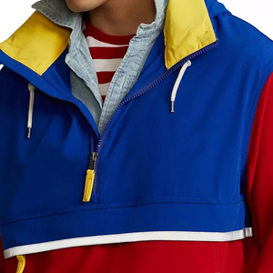 Sweat à capuche polaire personnalisé pour homme, demi-zip, color block, streetwear, décontracté, hiver, fabricant OEM en gros - Product Image 6