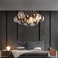 Suspension ovale en verre de luxe léger, style nordique, boule à bulles LED E27, blanc chaud dimmable pour restaurant, salle à manger, chambre, duplex