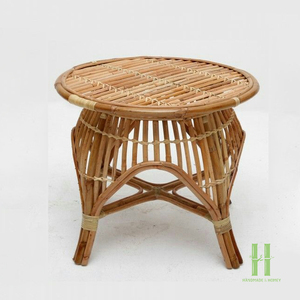 Eco-friendly Handmade Round Rattan Coffee <b>Table</b> Natural Wicker Boho Furniture for Living Room <b>Balcony</b> and Outdoor Use - Product Image 3