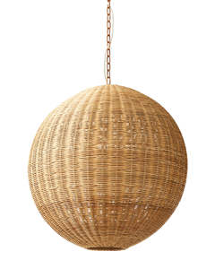<b>Large</b> Sphere Rattan <b>Lampshade</b> Tight Basketweave Pendant Light Shade Global Orb Wicker Hanging Lamp Cover - Product Image 1