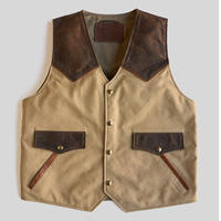 Gilet en cuir pour homme à col en V, design OEM personnalisé, respirant, avec logo sur mesure, style streetwear estival, veste sans manches
