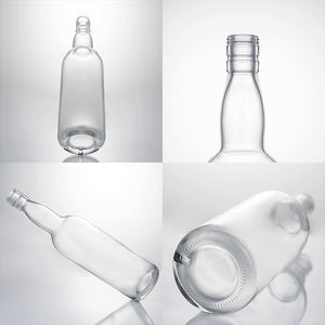 Vente en gros de bouteilles de liqueur en verre rondes vides de 750 ml, super claires, avec bouchon à vis, pour vodka, whisky, gin, rhum, spiritueux, emballage - Product Image 2