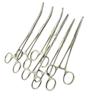 Juego de 6 Pinzas Hemostáticas Rectas y Curvas de Acero Inoxidable, Instrumentos Quirúrgicos de Sujeción - Product Image 1