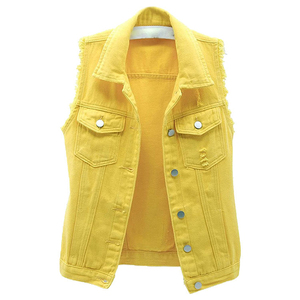 Vintage Denim Vest Women Casual Solid Color Button Front Light Wash Cotton High Waist Skinny Fit Autumn Style Breathable - Product Image 4