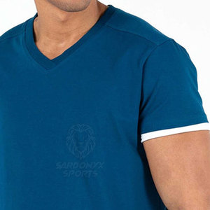 Camisetas con cuello en V para hombre, informales, suaves, transpirables, de algodón, de manga corta, cómodas, a la moda de verano, para entrenamiento y gimnasio - Product Image 4