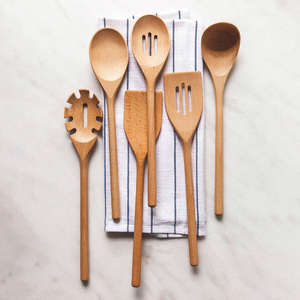Juego de utensilios de cocina de madera, mejor precio al por mayor, espátulas de madera natural para cocinar. - Product Image 2