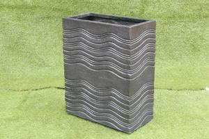 Square Classic Wave Design Handcrafted Carved Fiberglass Planter <b>Pot</b> Lightweight Unbreakable Floor Outdoor/Indoor Use KNT - Product Image 4