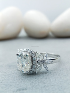 วงรีตัด3.0 CT VVS Lab Grown Moissanite solite parties 14K/18K แข็งสีขาวสีเหลืองทองคลาสสิกเครื่องประดับสำหรับปาร์ตี้ - Product Image 2
