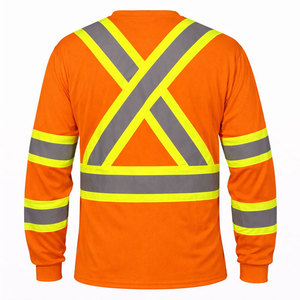 High Viz Workwear Reflective Safety Long Sleeves T-Shirts Worker Construction Safety Orange Workshop T-Shirts - Product Image 6