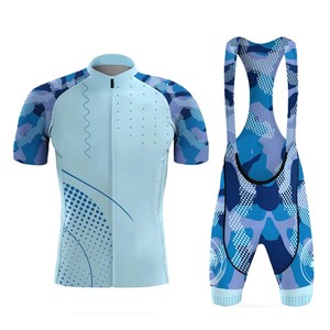 Nouvelle conception de tenue de cyclisme unisexe, maillot à manches courtes aérodynamique, short à bretelles rembourré en mousse haute densité, respirant et à séchage rapide pour la route - Product Image 2