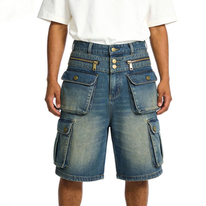 Nouveaux shorts en jean streetwear pour hommes, grande taille, longueur longue, avec design tricoté extensible ample, fins et légers pour l'été - Product Image 3