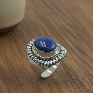 Vintage Lapis Lazuli <b>Ring</b> 925 Sterling <b>Silver</b> Rose Gold Yellow Gold Plated Handmade Statement Jewelry Boho Artisan <b>Ring</b> <b>for</b> <b>men</b> - Product Image 1