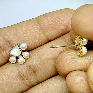 Elegantes Pendientes de Perlas de Agua Dulce con Forma de Corazón, Chapados en Oro, Minimalistas, para Mujer, Joyería de Moda - Product Image 2