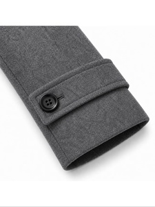 Manteau en laine croisé pour homme, à revers crantés, long, épais, à manches classiques, en tissu tissé, gris - Product Image 3